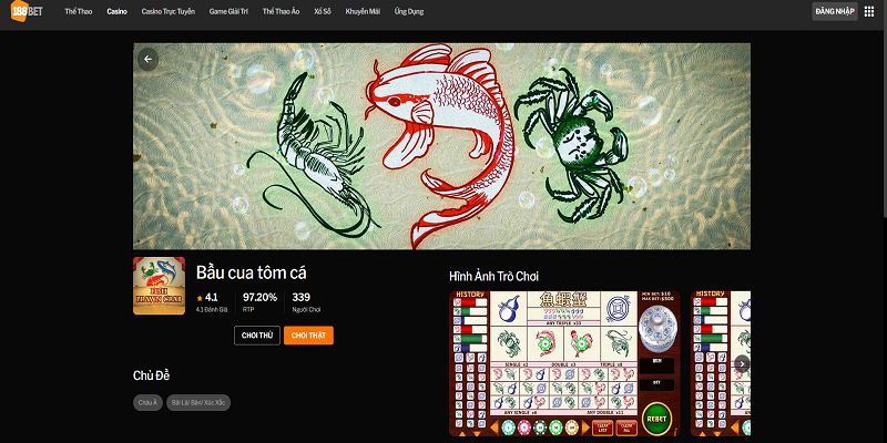 Bầu cua tôm cá 188Bet tựa game săn thưởng thú vị